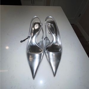 Zara Silver Pointed Toe Heels